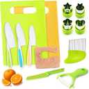 13PCS Toddler Knife Set- Kids Knifes for Real Cooking,Montessori Toy Safe Kitchen Knife Set for Toddler, Cutting Board,Gift for 3-12 Year Old Girl Boy