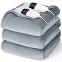 Heated Electric Blanket Queen Size - 84" x 90" Heating Blanket with Dual Control, 10 Heating Levels & 8 Hours Auto Off, Soft Warm Flannel Gift Blanket with Over-Heat Protection, ETL & FCC Certified (Ivory Gray)