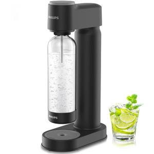 Philips Sparkling Water Maker ADD4901BKOQ/37, Plastic Soda Streaming Machine with Quick Twist Bottle, 1L BPA free PET Carbonating Bottle, Soda Maker Compatible with 60L CO2 Carbonator (NOT Included) (Black)