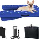 Inflatable Dock Platform, Medium Dog Boat Ramp Floating Non-Slip Oxford and PVC with Small Water Ramp for Dogs Pool, Dock, Lake with Traction Rope, Manual Air Pump (3.5ft x 2.2ft x 4in) M03