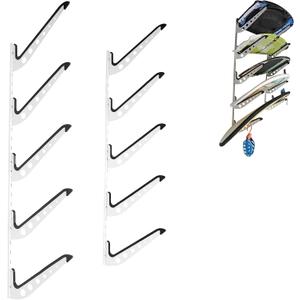 Multi Board Surf Rack Wall Mount for Surfboard, Wakeboard, Snowboard Storage Adjustable Wall Hangers Boards Display White