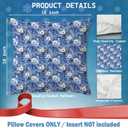 Deep Blue Christmas Flower Pillow Covers 18x18, Winter Christmas Decor, Cottagecore Winter Botanical Decorative Throw Pillow Covers for Couch Sofa Bedroom Living Room Home