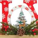 Christmas Wooden Joy Sign Decor,Christmas Tiered Tray Tabletop Decorations Indoor,Cutout Letter Freestanding Xmas Centerpiece Table Joy Sign for Party New Year Winter Holiday Home Fireplace Decor (Large)