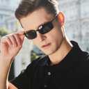 Men's Polarized SunglassesUltra Light Rectangular Metal Frame with Spring Hinge for Driving & Golf