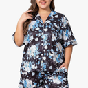 Vozanet Women's Pajamas Set Button Down Short Sleeve with Shorts 2pcs Lounge Sets Lovely Print , size 4 XL