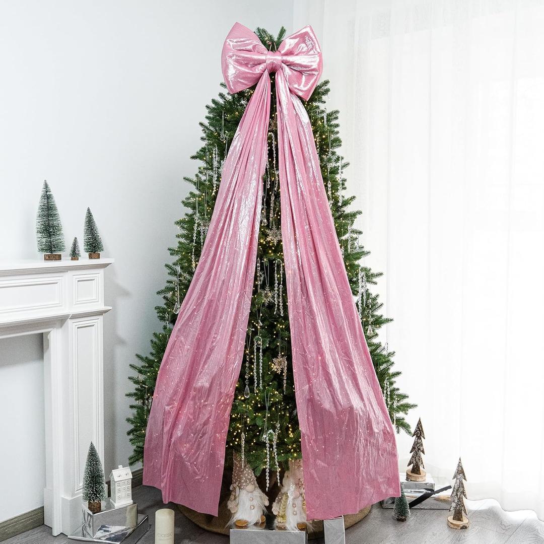Christmas Tree Topper Bow67x16 Inch Extra Large Room Decor Ribbon Bow for Wedding Engagement Birthday PartyGiant Xmas Bow Decorations for Home Wreath Door Wall(Pink)