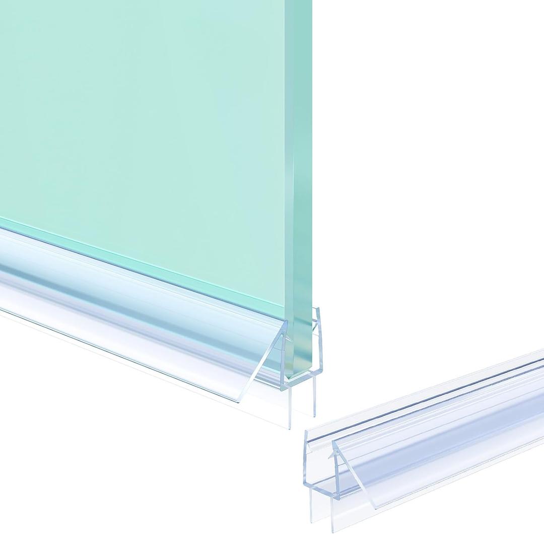 Shower Door Bottom Seal Strip, 2PCS Seal Strip, Clear PVC, 36" Length, Fits 10mm Thick Glass, Prevents Leaks, Easy Installation, No Adhesive Required (Clear, 36in for 3/8"(10mm)