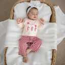 Toddler Boy Valentines Day Outfit Truck Heart Print Sweatshirt Plaid Pants Set Baby Girl Boy Love Clothes (12-18 Months, Red Xmas Santa)