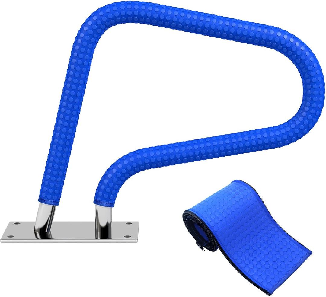 Pool Handrail Covers with Zippers 4 6 8 10 Ft Inground Swimming Pools Hand Rail Cover, Anti-Slip Cool Touch Heat Resistant, Royal Blue, Non Slip Swim Pool Railing Ladder Stair Handle Grip (8 Feet)