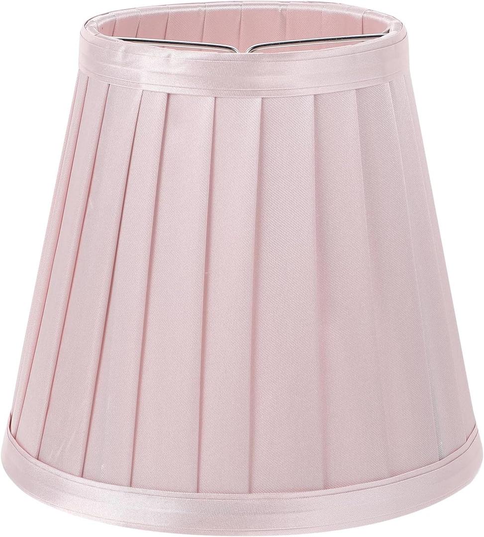 Beaupretty Clip On Lamp Shade, Small Pleated Lampshade, Pink Lamp Shade for Chandelier Table Lamp Decor