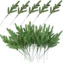 TIHOOD 62PCS Artificial Pine Needles Branches Garland-6.7x2.0 Inch Green Plants Pine Needles,Fake Greenery Pine Picks for DIY Garland Wreath Christmas Embellishing and Home Garden Decoration