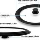 Anaeat Silicone Universal Lid for Pots, Pans and Skillets - Tempered Glass Covered with Heat Resistant Silicone Rim Fits 9.5", 10" and 11" Diameter Cookware -Easy to Use Replacement Frying Pan Cover
