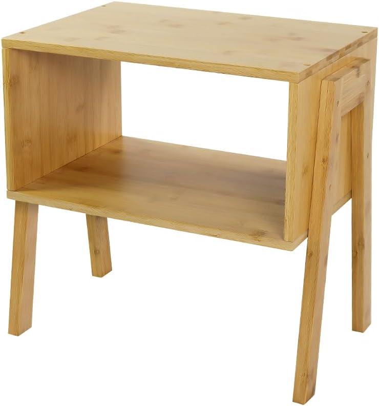KKTONER Modern Bamboo Nightstands End Tables Bedroom with Storage Small Bedside Table for Living Room Office (Natural)