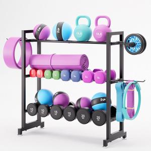 Adjustable 3-Tier Dumbbell Rack  Heavy-Duty Metal Weight Storage Stand for Dumbbells, Kettlebells, and More  Space-Efficient Home Gym Organizer  396 lb Capacity (Dumbbells Not Included)