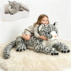 MaoGoLan 47” Snow Leopard Stuffed Animal for Kids Girls - Giant Stuffed Leopard Cheetah Plush Toy Big Large Tiger Safari Stuffy, Mothers Day Valentines Birthday Gifts Baby Shower Party Decor
