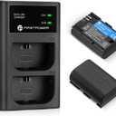 FirstPower LP-E6NH Battery and Dual USB Charger for Canon EOS R R5 R6 R7, 5D Mark II/III/IV, 5DS, 5DS R, 6D, 6D Mark II, 7D, 7D Mark II, 60D 70D 80D 90D Cameras (2-Pack, 2950mAh)
