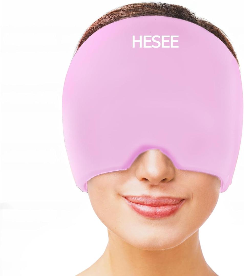 Migraine Relief Cap, Headache Relief Hat for Migraine Cap, Hot and Cold Therapy, Headache Eyes Mask for Stress Relief, Ice Pack Head Wrap for Sinus, Puffy Eyes, Tension, Purple