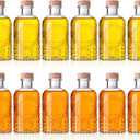 Teenyyou 12 Pcs Clear Glass Bottles 6.8oz/ 200ml Whiskey Glass Bottles Vintage with T Top Cap for Wine Beverage Drinks Oil Vinegar Kombucha Beer Soda with Cork Stopper(Vintage Oval)
