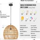 ELYONA 16 Large Boho Rattan Chandelier, Modern Rustic Wicker Pendant Light Fixtures, Basket Hand Woven Hanging Lamp for Coastal Kitchen Island Dining Room Living Room Bedroom Foyer (40cm*40cm)