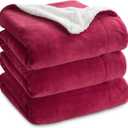 Bedsure Sherpa Fleece Blankets Queen Size for Bed - Thick and Warm, Soft Fuzzy Plush Queen Blanket for Winter, Red, 90x90 Inches