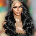 Synthetic Lace Front Wigs Pre Plucked 13x4 HD Lace Black Wigs For Black Women 26 Inch Long Wavy 100% Futura Premium Wig Ready to Wear Beginner Friendly Daily Party Use
