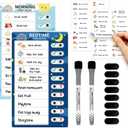 Chore Chart for Kids: Dry Erase Visual Schedule, Magnetic Bedtime/Morning Routine Chart - Toddler Chore Board, Checklist, To Do List for Kids (1 morning checklist, 1 bedtime checklist)