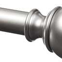Amazon Basics Adjustable Curtain Rods for Windows, Round Finials, 1-Inch Rod, 36" to 72", Nickel, Pack of 1