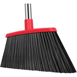 Heavy Duty Broom, 55 Inch Long Handle Outdoor Large Angle Brooms, Commercial Broom for Sweeping Indoor, for Home Garage Kitchen Office Courtyard Lobby Patio Lawn Concrete (1 Pack, Black-red)