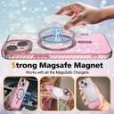 for iPhone 15 Plus case, Compatible with MagSafe, Luxury Plating Heart Pattern Design, Full Camera Lens Protector Soft TPU Protective Phone Case for Women Girls 6.7" (Pink)