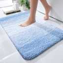 OLANLY Bathroom Rugs Mat 24"x16", Extra Soft Absorbent Microfiber Bath Rugs, Rubber Backing, Quick Dry, Machine Washable Bath Mats for Bathroom Floor, Tub and Shower, Home Decor Accessories, Light Blue