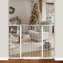 41" Extra Tall Cat Gate for Doorway, 40.6-54.7 Metal Pet Baby Safe Gate, Extra Wide Pressure Mounted Child Door with Expansion Kit, No Drilling No Climb Cat Fence Indoor, Tall Dog Gate, White