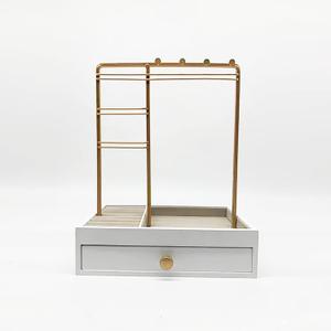 JUOPZKENN Jewelry Stand Bracelet Display Stand, 4 Tier Tabletop Bracelet and Necklace Jewelry Storage Display Tree Rack with Base Ring Tray(#1)