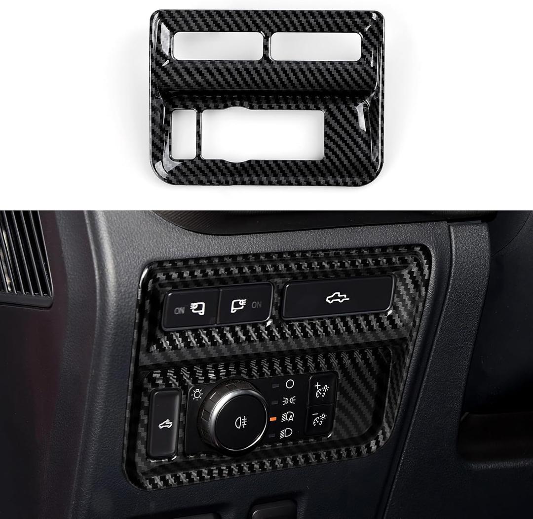 Youtaiche Car Headlight Switch Sticker ABS Carbon Fiber Cover Interior Trim Decal for Ford F150 2021 2022 2023 2024 Accessories