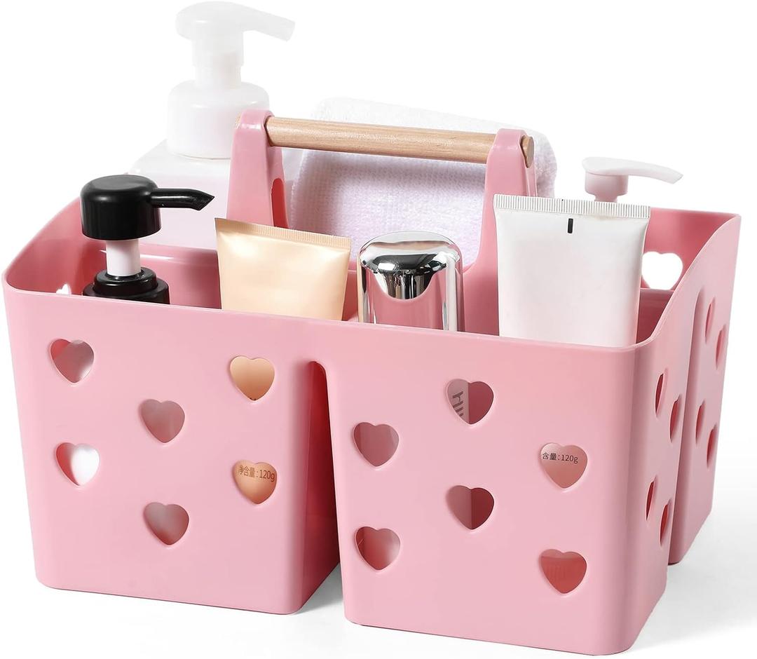 Portable Shower Caddy Plastic Shower Basket Organizer Divided Bathroom Caddy Storage Cleanning Caddy Tote with Handle for College, Dorm Room, Kitchen, Pink Portable Shower Caddy Plastic Shower Basket Organizer Divided Bathroom Caddy Storage Cleanning Caddy Tote with Handle for College, Dorm Room, Kitchen, Pink