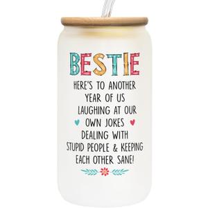 Friendship Gifts for Women Friends - Mothers Day Gifts for Friends Women - Best Friend Birthday Gift, Gift for Best Friend - Ideas for Best Friends, Bestie - 16 Oz Can Glass