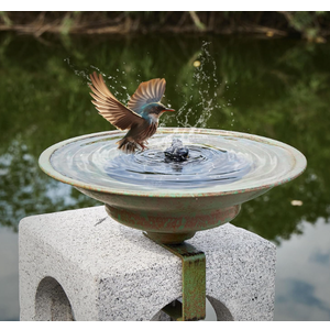 Solar Bird Bath,Deck Bird Bath with Solar Fountain,Metal Bird Bath Bubbler,Deck Mounted Bird Bath,Balcony Bird Bath,Patio Garden Decor