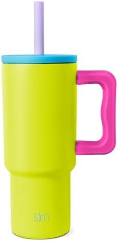 Simple Modern Kids 24 oz Tumbler with Handle and Silicone Straw Lid | Spill Proof and Leak Resistant | Reusable Stainless Steel Bottle | Gift for Kids Boys Girls | Trek Collection | Paradise Bay Mix