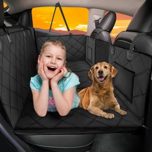 Back Seat Extender for Dogs-Large Space, Dog Car Seat Cover Hard Bottom Holds 420lbs, Sturdy Backseat Extender for Dogs,Upgraded Material Waterproof Pet Car Bed Dog Hammock for Car, SUV,Truck (For Cars/ Mid-Size SUV/ Small Truck, L Black)