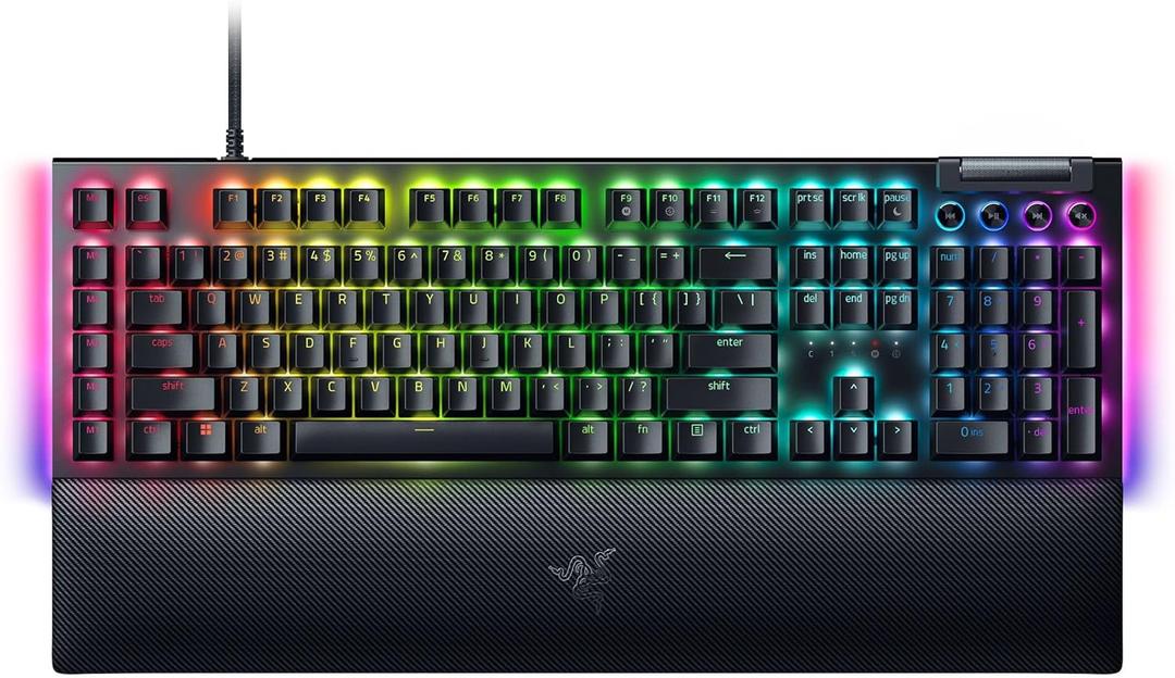 Razer BlackWidow V4 Mechanical Gaming Keyboard: Green Switches Tactile & Clicky - Chroma RGB - 6 Macro Keys - Magnetic Wrist Rest - Doubleshot ABS Keycaps - Roller & Media Keys Snap Tap