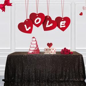 PartyDelight Sequin Tablecloth Black Rectangle 50"x80" Shimmer Table Cloths Sparkle Glitter Decorations