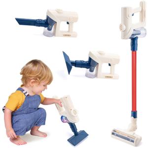 Kids Vacuum That Really Works, Toddlers Cordless Vacuum Cleaner Set, Pretend Role Play Household Keeping Toys with Realistic Function & Attachments, Cleaning Learning Toys for Age 3+ Boys Girls