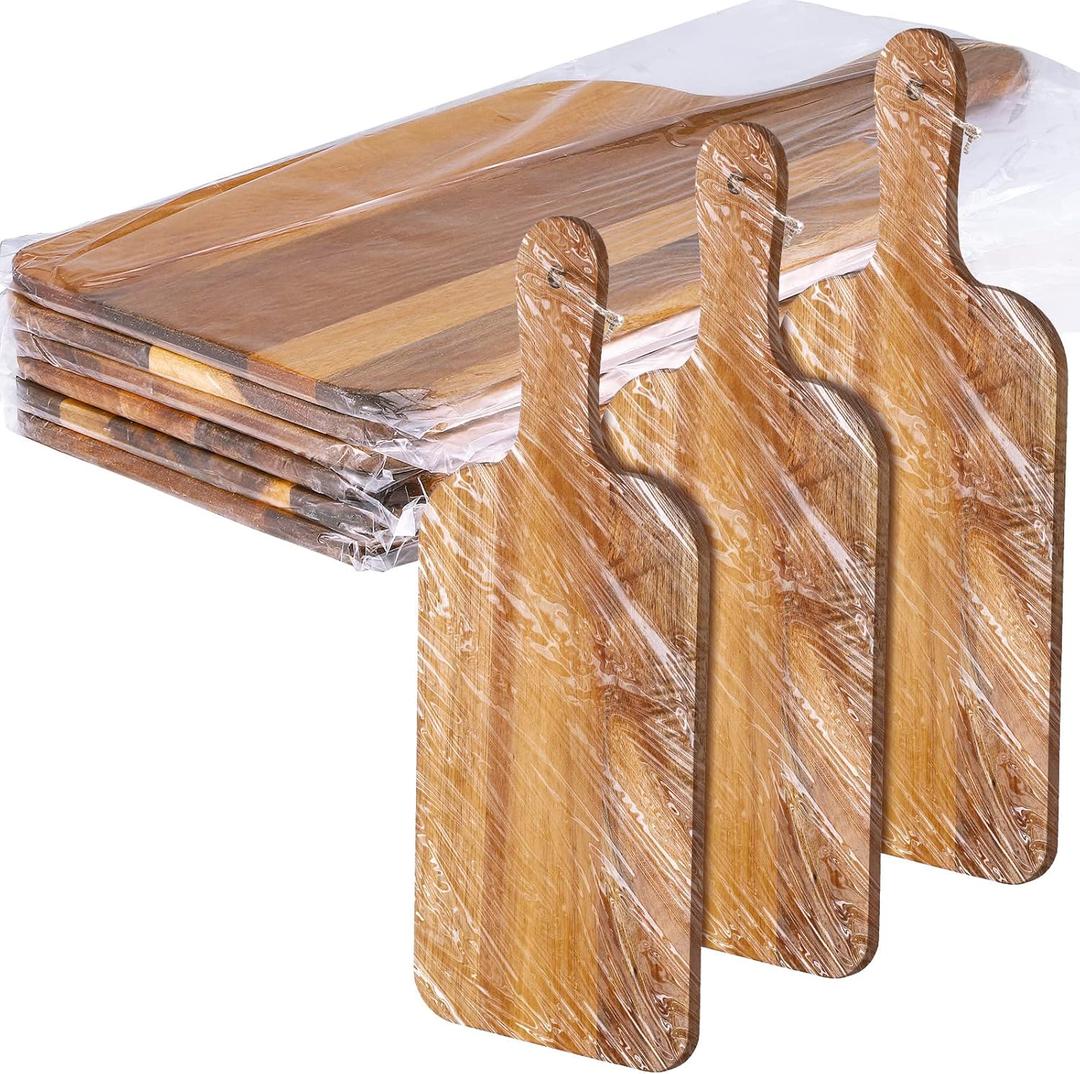 Patelai 6 Pcs Cutting Board Set with Handles Laser Engraving Wooden Charcuterie Kitchen Plain Serving Chopping Board Bulk for DIY Housewarming (Acacia Wood, 15 x 7 Inch)