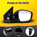 Passenger Side Mirror Assembly Compatible with Elan-tra 2011-2013 with Heated & Manual Folding and Power Glass HY1321179 87620-3Y100 Gloss Black (5 Pins) (Right)