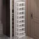 Bamboo Shoe Rack 12 Tier- Vertical Shoe Rack for Small Spaces, Tall Narrow Shoe Rack Organizer for Closet Entryway Corner Garage and Bedroom,Skinny Shoe Shelf with Free Stackable DIY White Storage