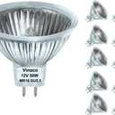 Vinaco MR16 Halogen Bulb 50W 12V, 10 Pack MR16 Bulb Dimmable, Long Lasting MR16 12V 50W Halogen, 2800K Warm White 50 W 12v Bulb with GU5.3 Base, for Landscape, Track Lights, and Fiber Optics