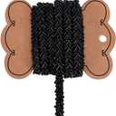 FINGERINSPIRE 2.5 Yards Beaded Lace Ribbon 1/4 inch Wide Black Color Glass Beads Trim Polyester Sewing Ribbon Trimming Edge for DIY Craft Costume Dress Gown Coat Bag Party Home Decoration