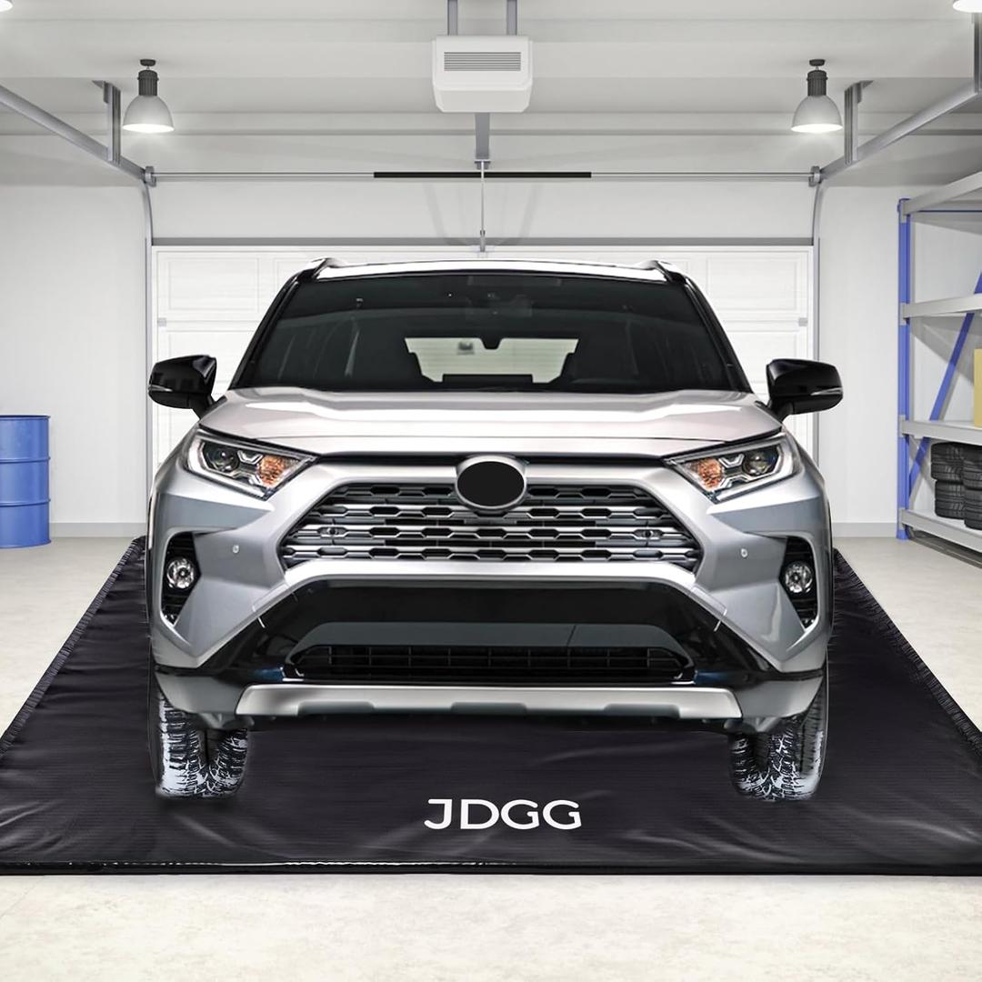 Waterproof Garage Floor Mat for Under Car, 8'6"x20' Heavy Duty Containment Mat with Free Floor Squeegee, Protects Garage Floor from Snow, Slush, Water, Mud and Oil