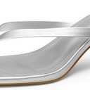 iiimmu Kitten Heels Flip Flops Heeled Thong Sandals for Women Square Open Toe with 2 Inch Low Heel, Size 8.5