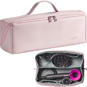 Veki Travel Storage Case for Dyson Airwrap Styler, Large Opening Travel Storage Bag Compatible for Shark Flexstyle Air Styling & Drying System, Portable Carrying Organizer for Hair Curler (Pink)