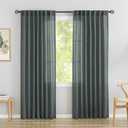 Charcoal Grey Linen Back Tab Curtains 84 Inch Length for Living Room -2 Panels Hook Belt Pleated Drapes Pocket Light Filtering Neutral Modern Farmhouse Privacy Semi Sheer Bedroom Curtains,Dark Gray
